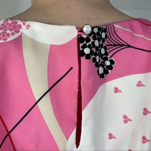 New York & Company Pink and Black Flora Top - Picture 3 of 9